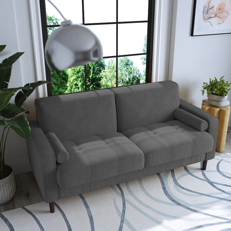 Corduroy 61.9" Loveseat Sofa Square Armrests