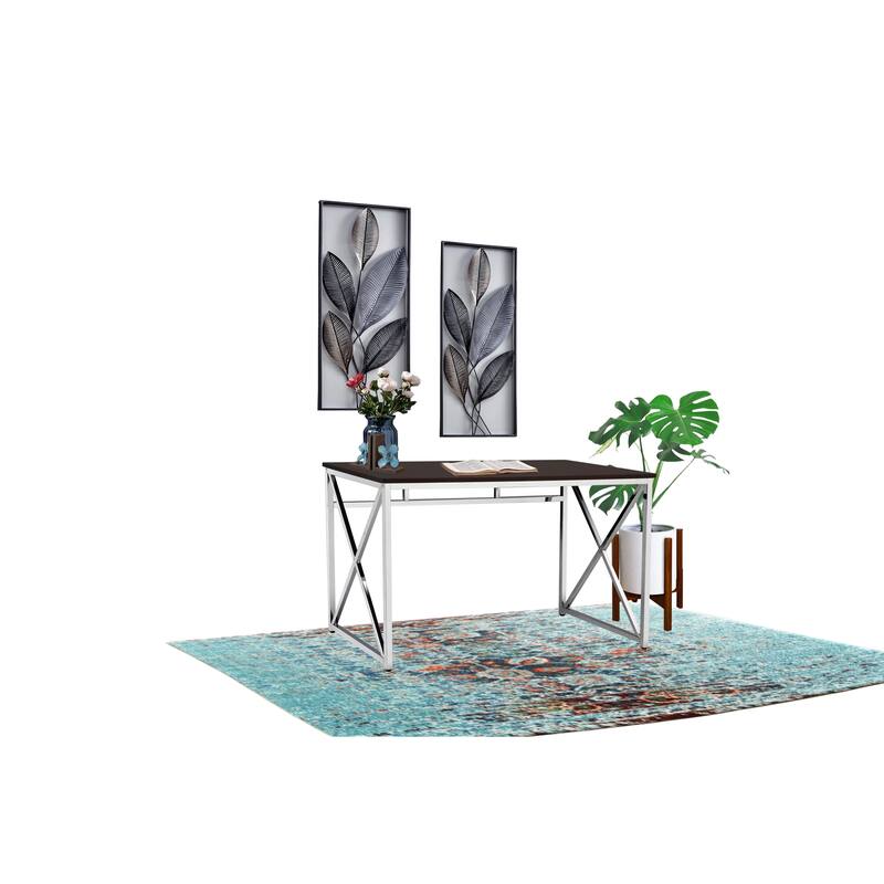 Madison Office Workspace Desk MDF/Chrome In Brown