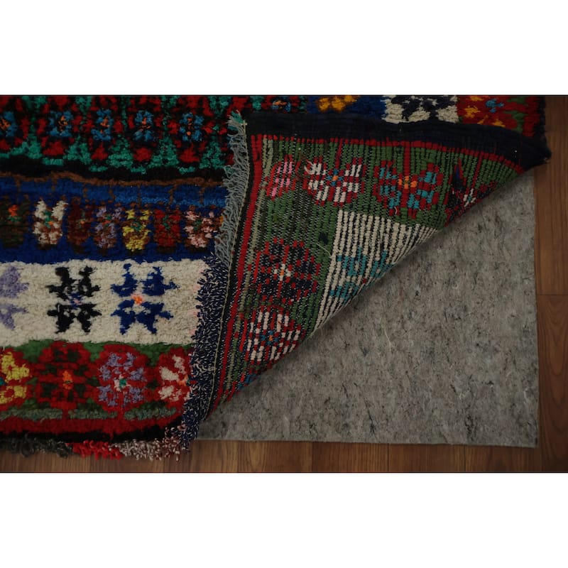 Hand Knotted Oriental 100% Wool Carpet Tribal Geometric Navy Blue & Blues Morocco Area Rug - 8' 3'' X 4' 8''