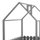preview thumbnail 21 of 20, Kids Full Size Floor Bed Frame Semi-Enclosed Playhouse Bed with Roof and Fence, Wooden Platform Bed with Play Area