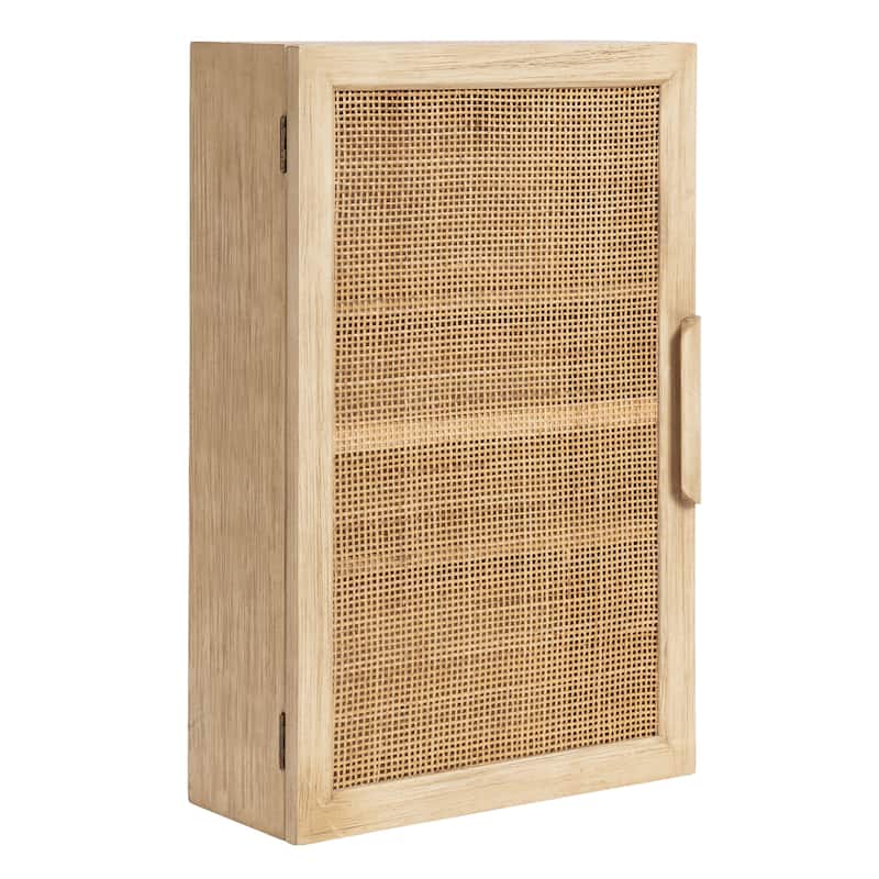 Kate and Laurel Ori Rattan Wall Cabinet - 15x7x24 - Natural
