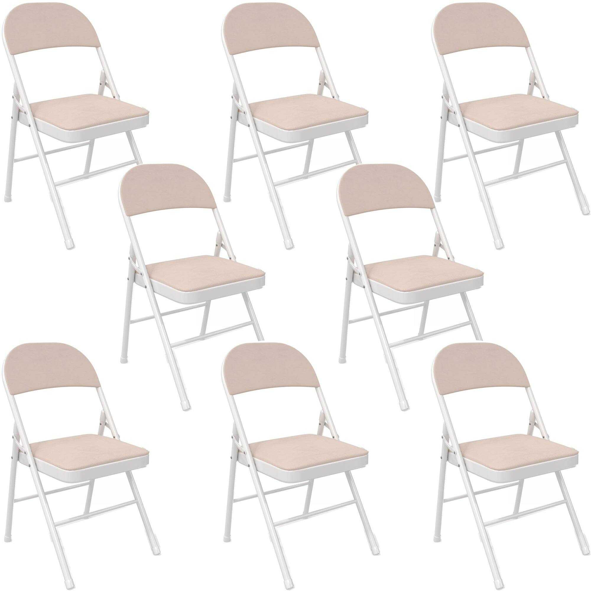 VECELO 4/8 Pack Steel Folding Chairs with Back Support Heavy Duty Indoor Outdoor Event Chairs Space Saving Foldable Chairs