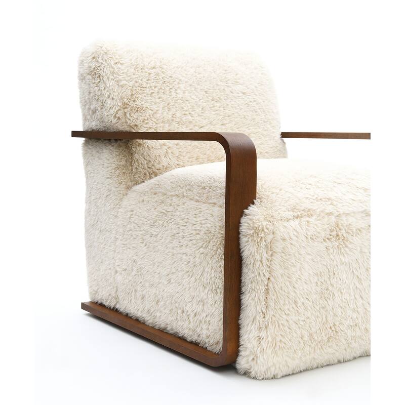 Contemporary Style 1pc Accent Chair Retro Inspired Curves Wooden Arms Tight Seat And Back Primary Living Room