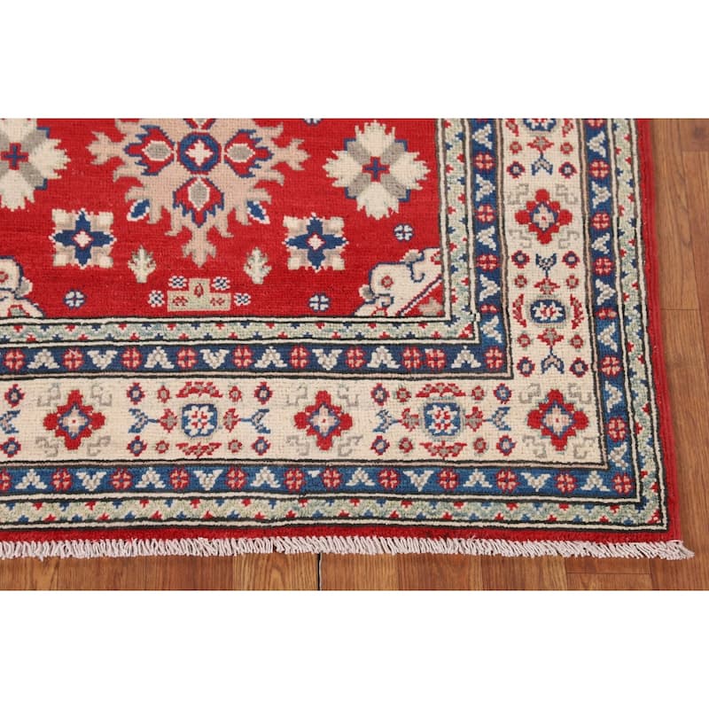 Red Kazak Accent Rug Hand-Knotted Foyer Wool Carpet - 3'3" x 5'3"