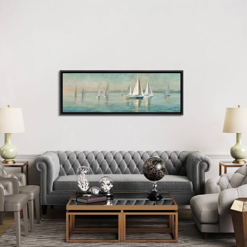 iCanvas "Sailboats at Sunrise" by Danhui Nai Framed