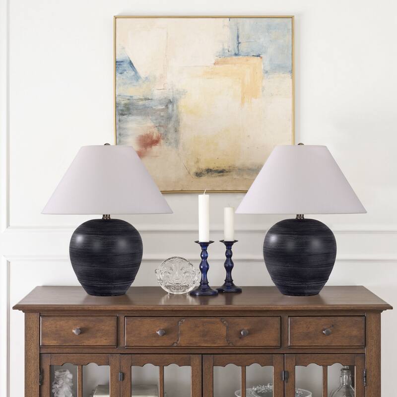 Modern Ceramic Table Lamp with Cone Linen Shade