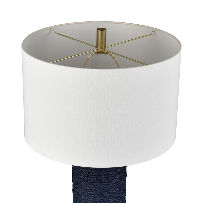 Elk Home Sherman Navy With White Linen Drum Shade Table Lamp