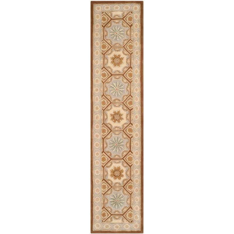 SAFAVIEH Handmade Naples Kumrije Traditional Oriental Wool Rug - 2'3" x 10' Runner - Ivory/Brown