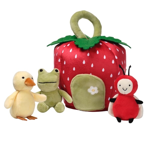 slide 2 of 5, Lambs & Ivy Strawberry Soft Plush Interactive Play Set with Stuffed Animal Toys