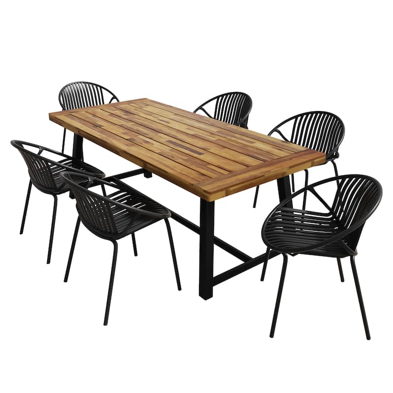 Christopher Knight Home - Emma Outdoor Wood and Resin 7 Piece Dining Set