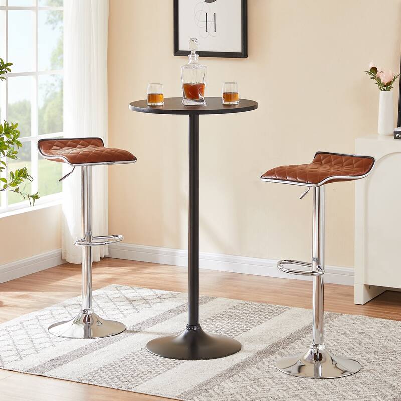 VECELO Barstools Adjustable Height Faux Leather Backless Modern Swivel Bar Stools (Set of 2)-Five colors