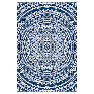 Medallion in Blue by Belle Maison Canvas Art Print