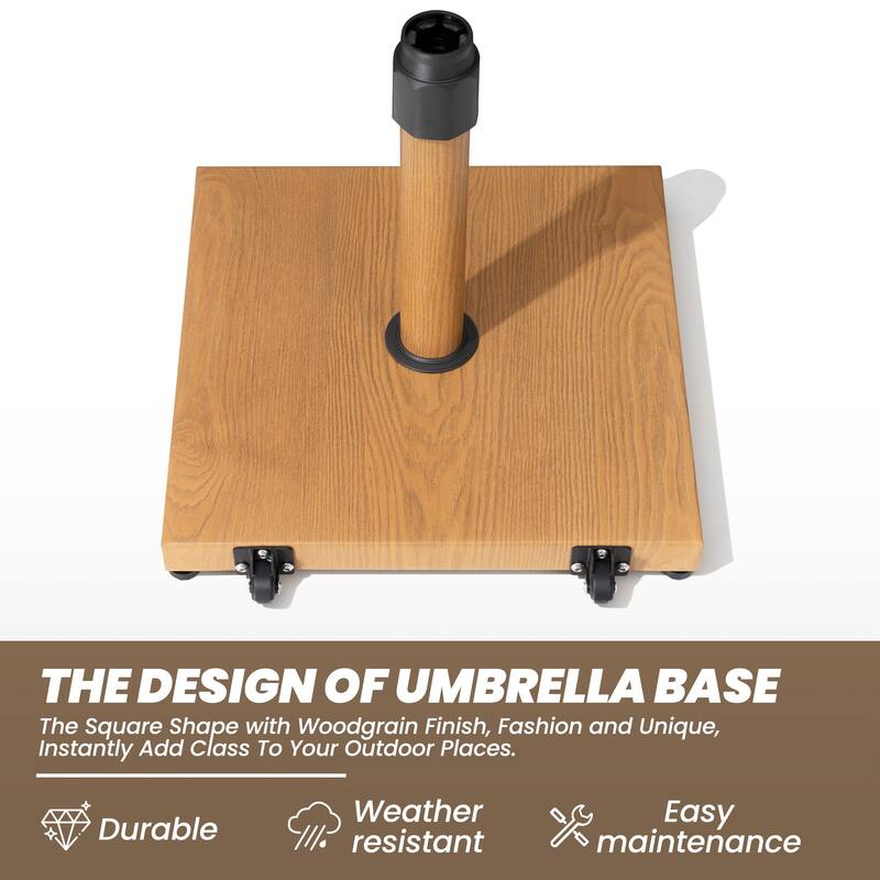 Outdoor Market Umbrella Base Holder Square Concrete / Cement Metal w/Wheels