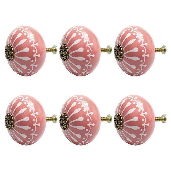 Ceramic Door Knob Cabinet Drawer Wardrobe Cupboard Daisy Pull Handle Pink