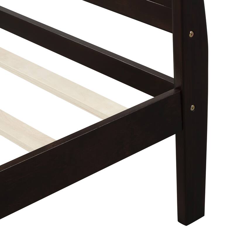 Classic Wood Platform Bed with Headboard and Footboard, Solid Wood Bed Frame, Easy to Assemble, No Box Spring Needed