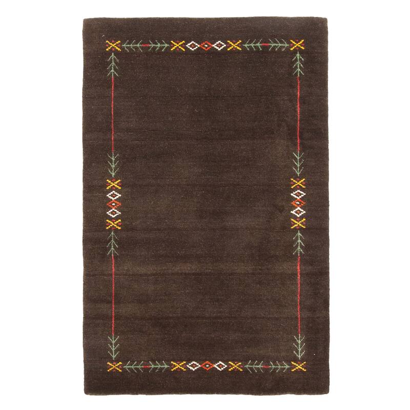 ECARPETGALLERY Hand Loomed Kashkuli Gabbeh Dark Brown Wool Rug - 3'0 x 4'9