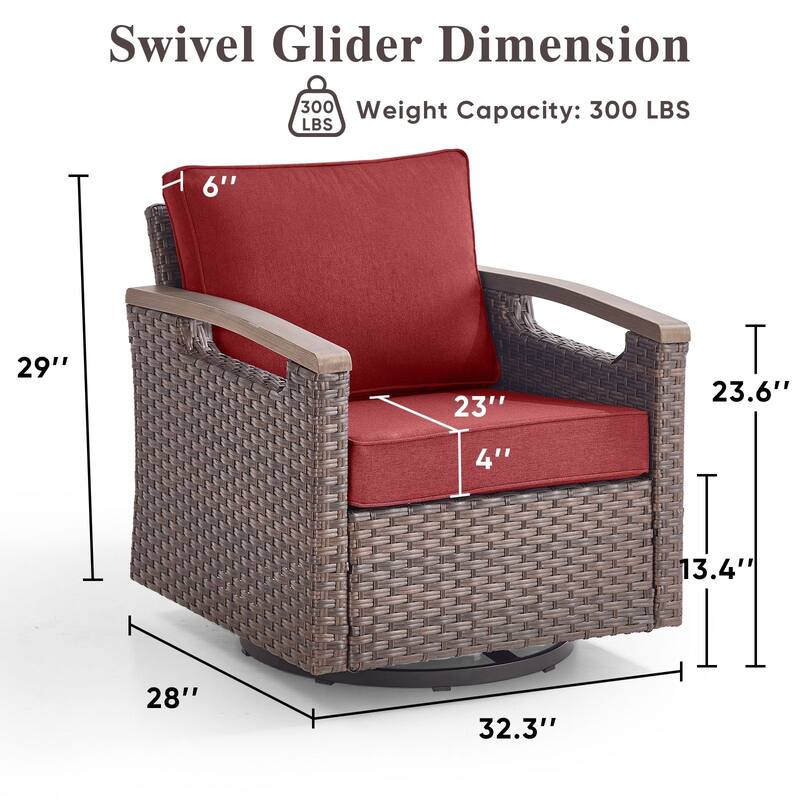 Pocassy Outdoor Brown Wicker Funitre with Cushion Set