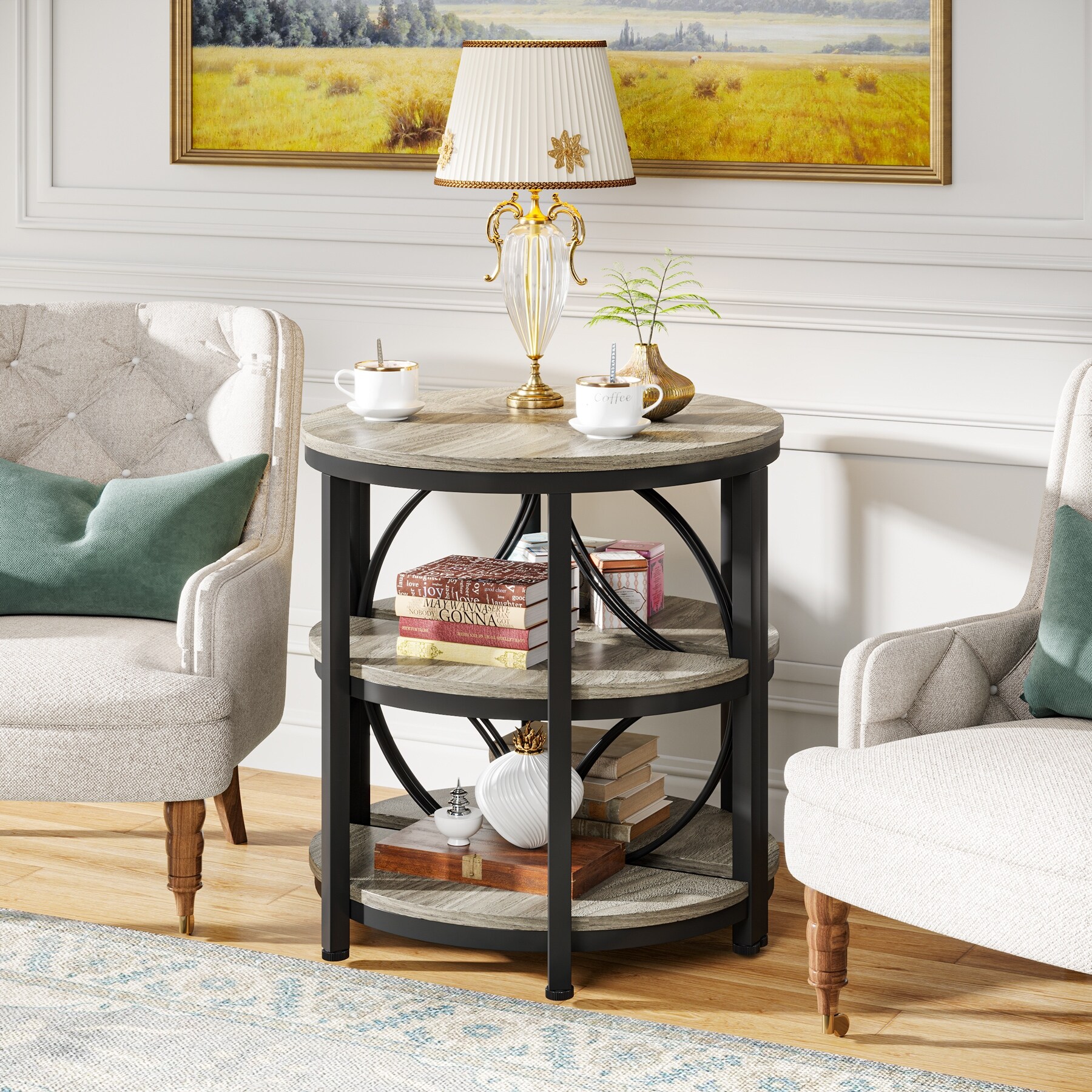 Half-Round-End-Table,-3-Tier- Half-Round-End-Table,-3-Tier-