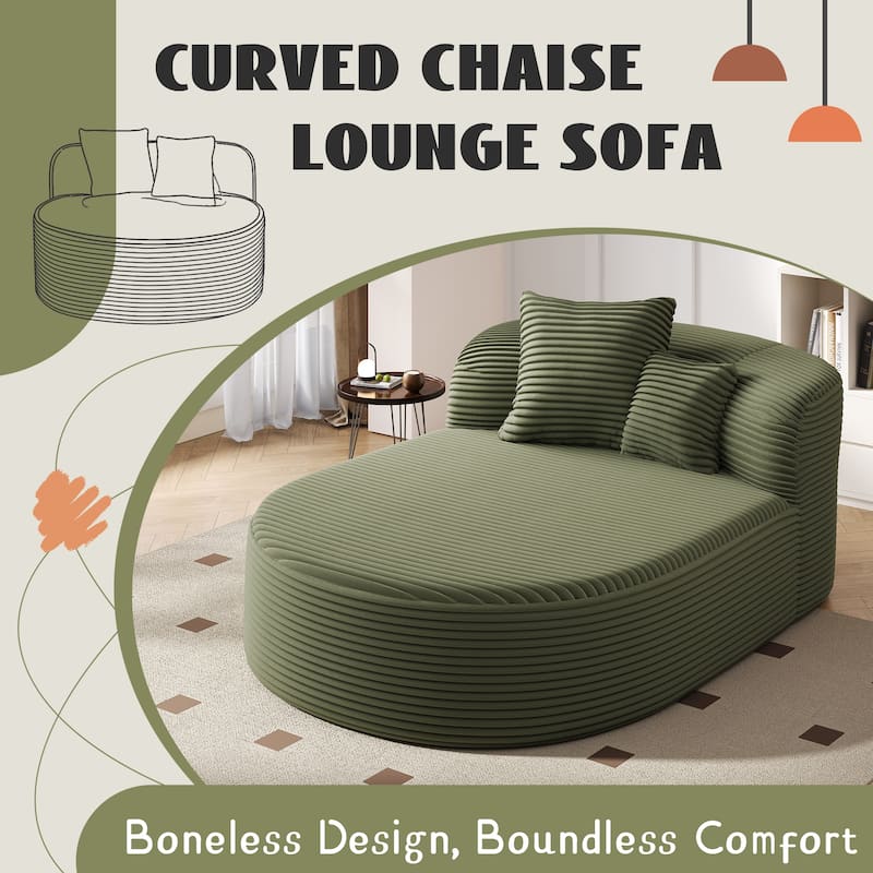 Roomfitters Modern Chaise Lounge Sofa Bed, 51.6-Inch Compression Couch with 2 Supportive Pillows for Living Room