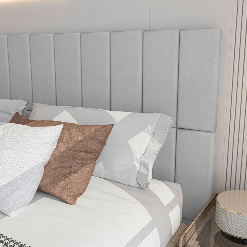 Art3d 9.84" x 23.62" Peel and Stick Headboard,Pack of 12, 3D Soundproof Wall Panels, Upholstered Wall Panel