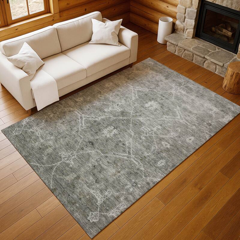 Machine Washable Indoor/ Outdoor Vintage Traditional Chantille Rug