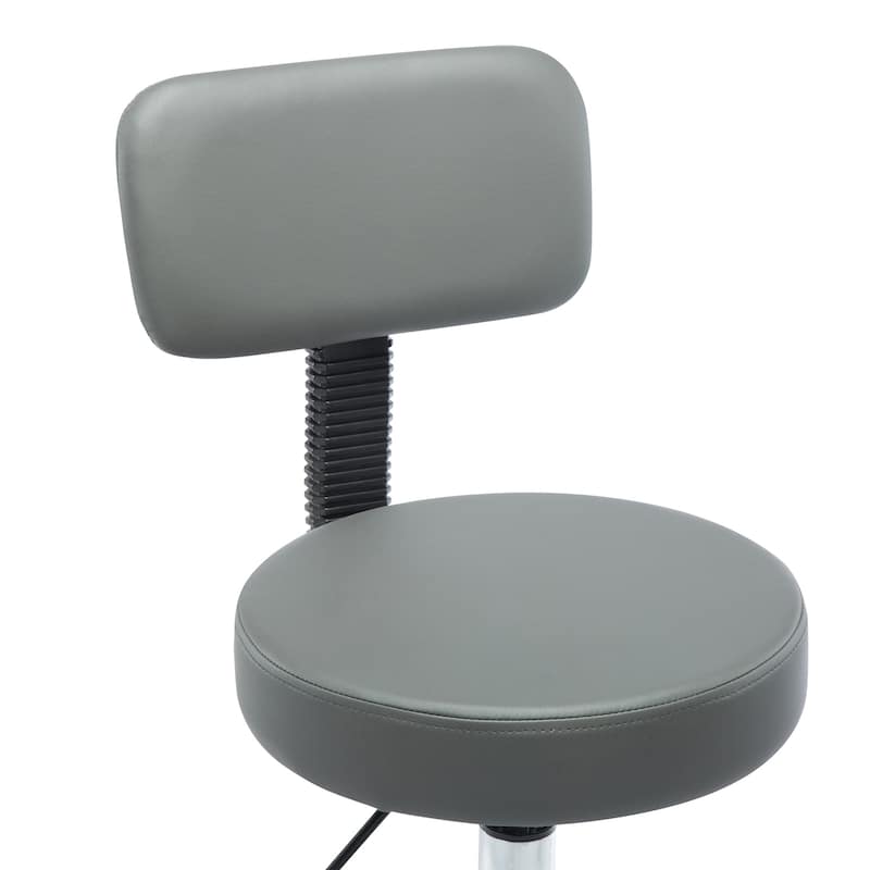 Adjustable Rolling Work Stool with Faux Leather Seat and Foldable Footrest, Versatile Stool for Home Office, Vanity,
