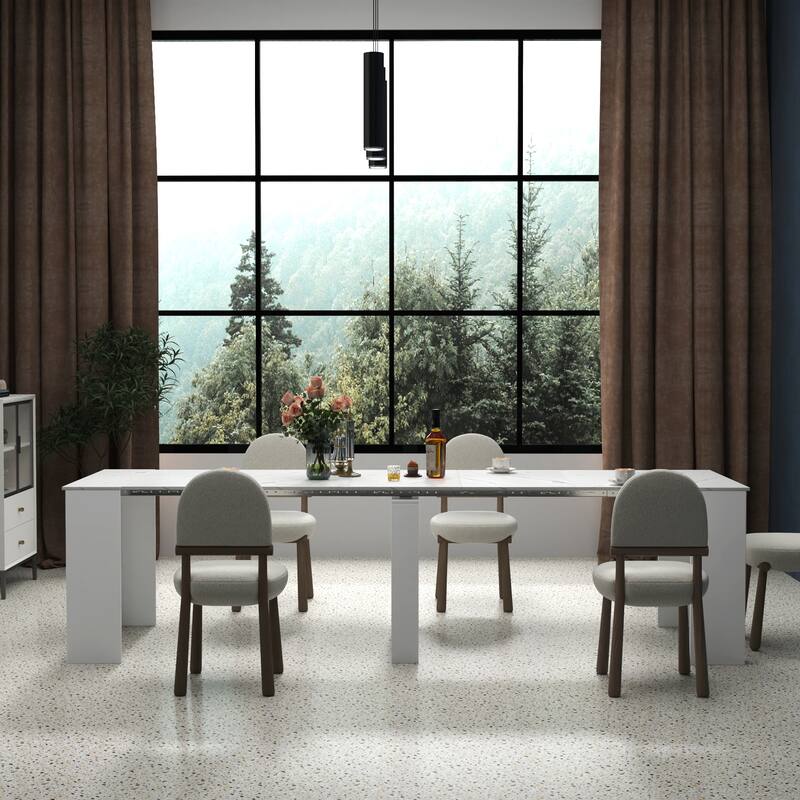 Foldable Dining Table for 6-12 People, Extends to 118 inchConsole Table Space Saving Dinette