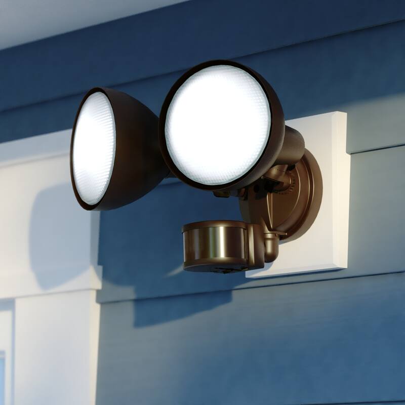 Motion Sensor Dusk to Dawn Outdoor Security Flood Light - 240 Degree Range - 85 Ft - Bronze - 11.75-in W x 8-in H x 8.75-in D