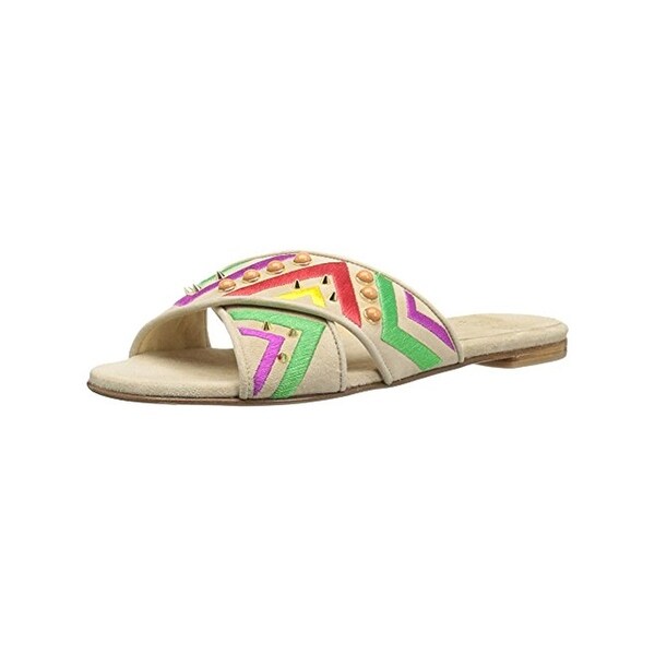 Stuart Weitzman Womens Button Candy Slide Sandals Studded Casual