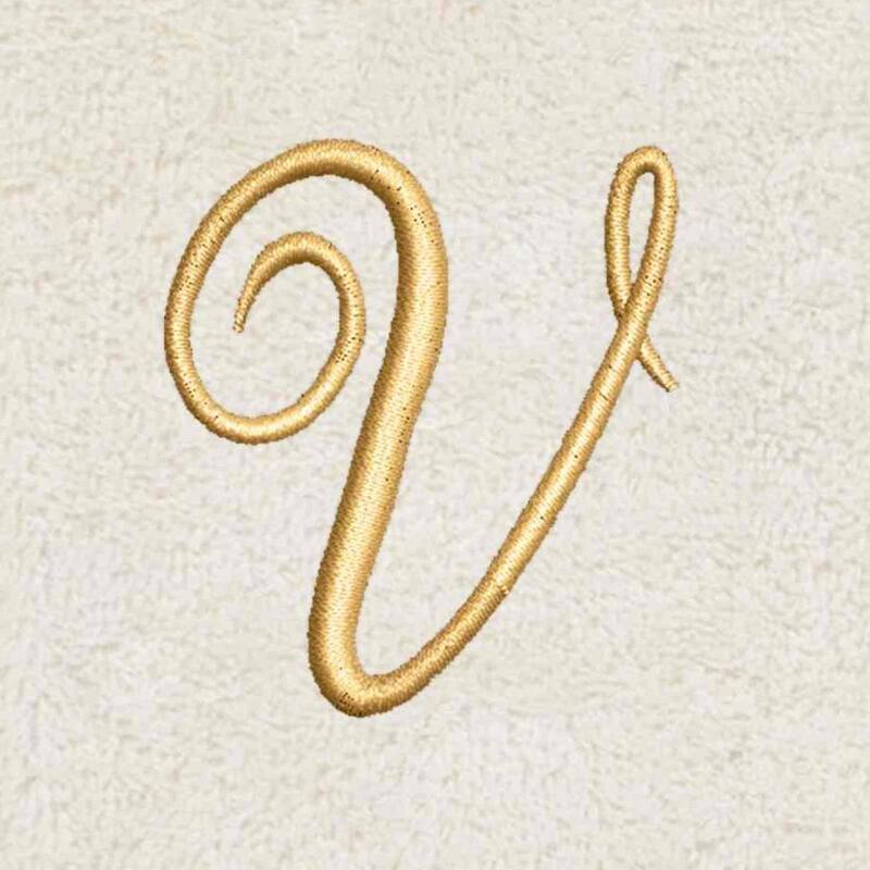 Avanti Linens Ivory/Gold Script Monogram Hand Towel Letter V - Hand Towel