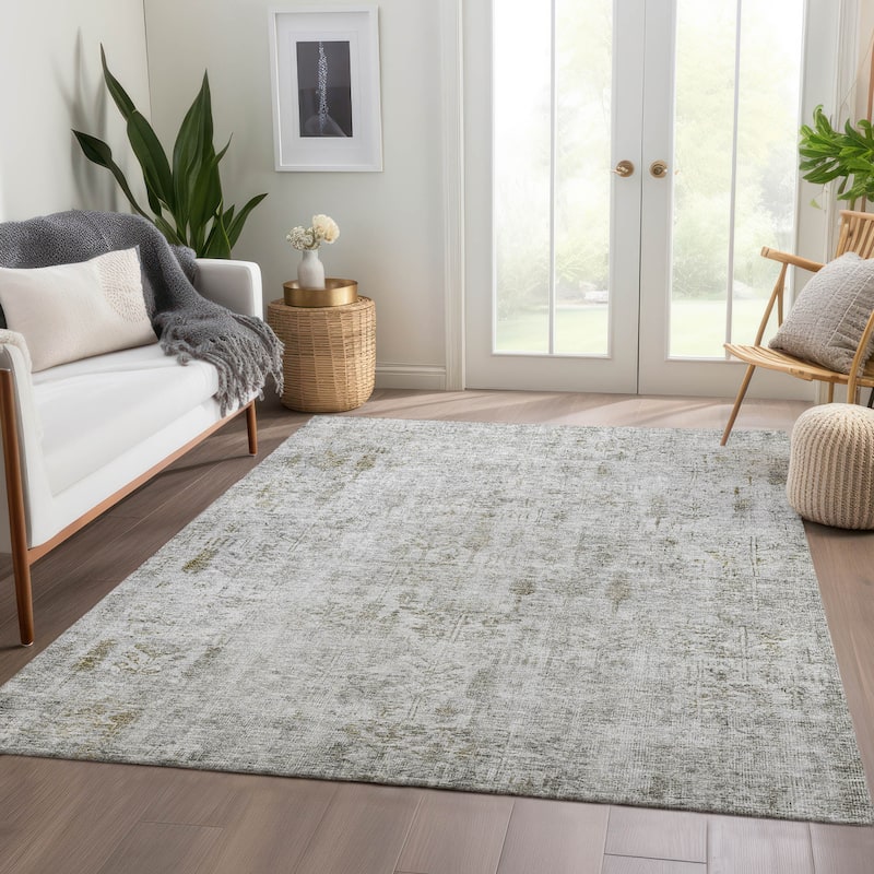 Machine Washable Indoor/ Outdoor Vintage Traditional Chantille Rug