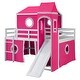 preview thumbnail 8 of 13, Wood Loft Bed with Slide, Pink Tent and Tower