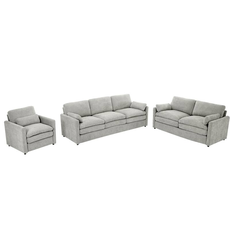 Roomfitters Cozy Oversized Cloud Sofa Group Upholstered 3-Piece Set with Double Plush Cushions for Living Room