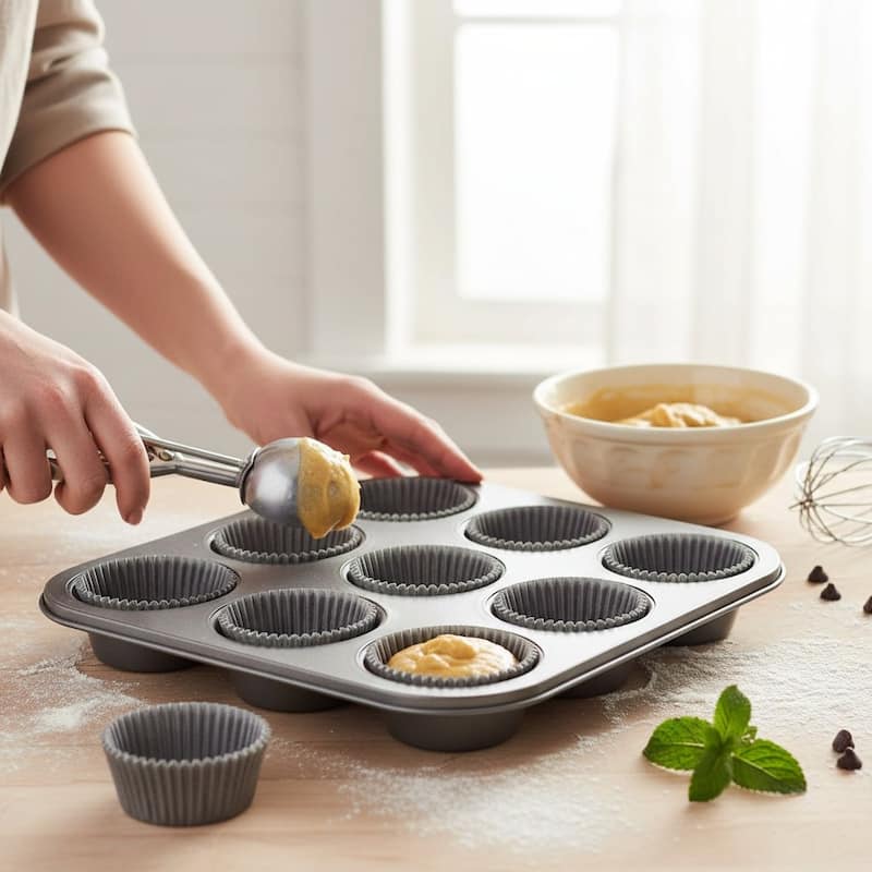 Chef Craft 50 Count Cupcake Liners Muffin Size Baking Cups, Gray