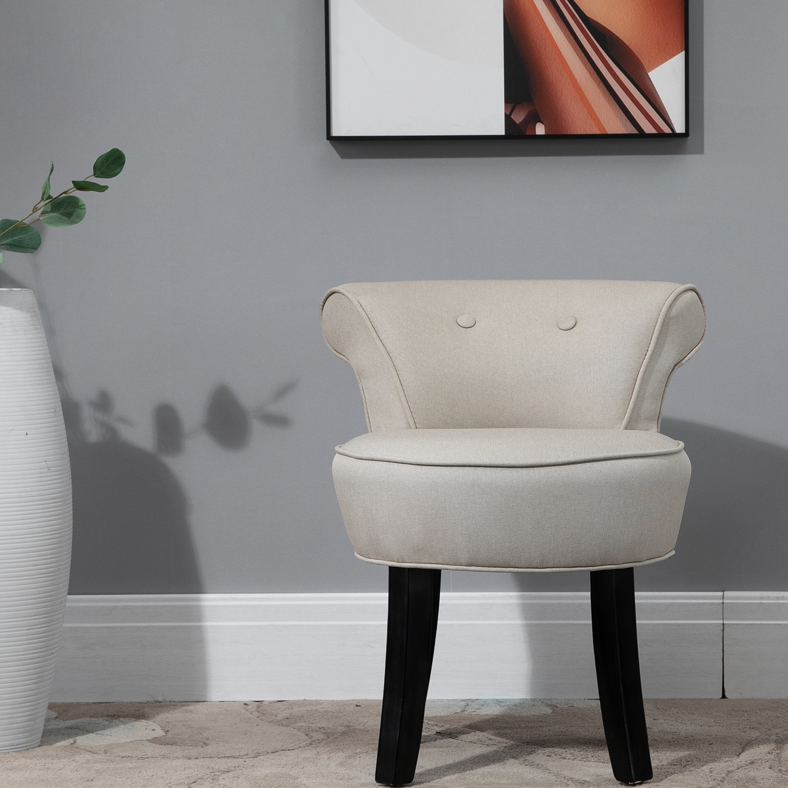 Homcom Small Modern Accent Chair With Wooden Legs Bedroom Dressing Chair Makeup Dressing Stool Soft Seat And Backrest Beige Overstock 31917650 This mess can take away from the aesthetic of a room and a beautiful vanity table. overstock com
