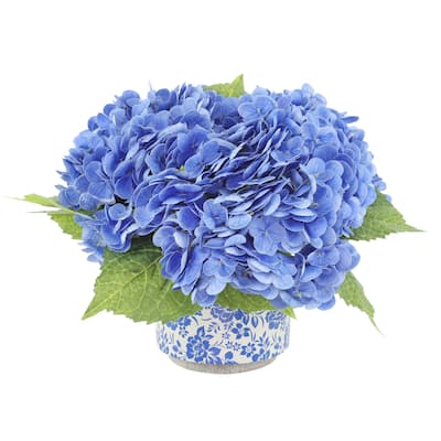 Real Touch Hydrangeas Arranged in Decorative Ceramic Pot