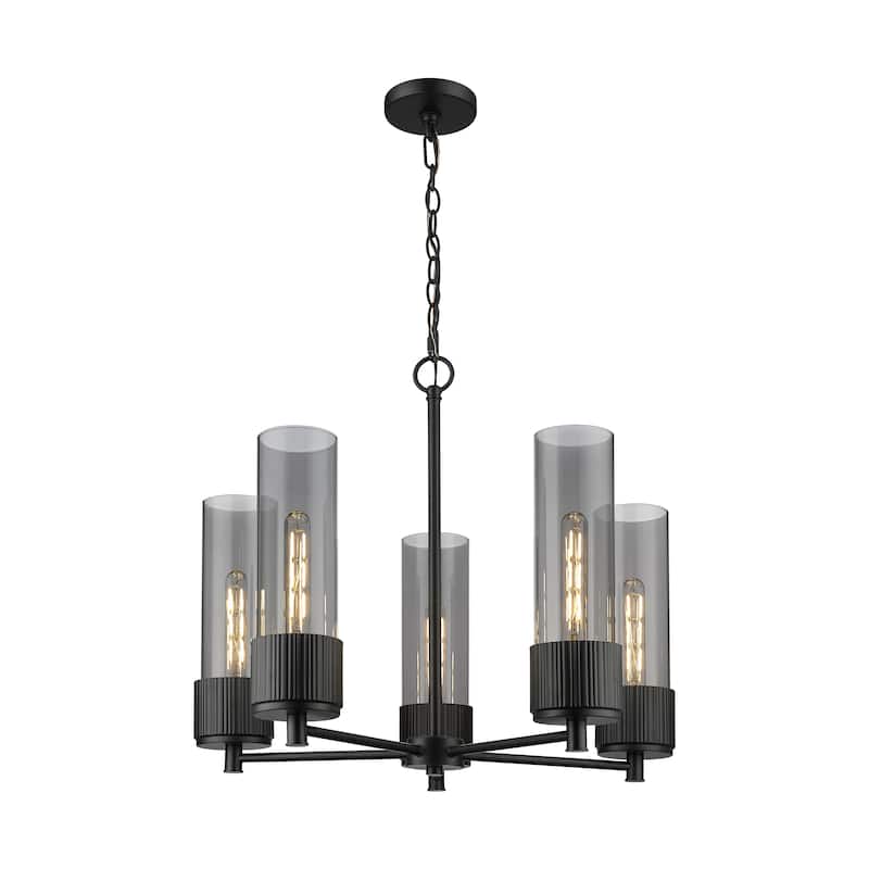 Innovations Lighting Bolivar - 5 Light 12" Chain Hung Chandelier. - Matte Black/Light Smoke