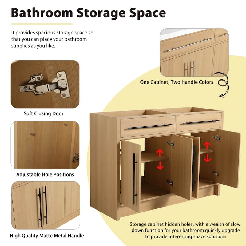 GDFStudio - Ravello Modern Freestanding Bathroom Vanity Cabinet with 4-Soft Closing Doors, Sink NOT INCLUDED - 48"