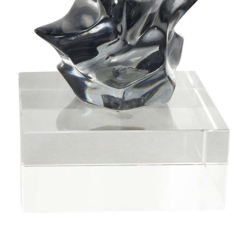 Glass Abstract Handmade Freeform Decorative Sculpture with Clear Square Base - Clear - Roche River Decor