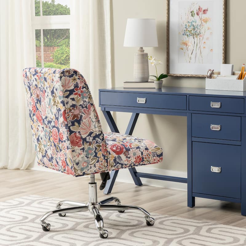 Violet Cow Print Office Chair - Navy Floral