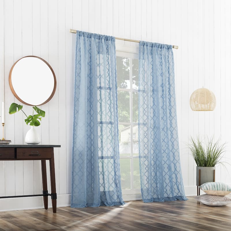 No. 918 Tina Geometric Clipped Semi-Sheer Rod Pocket Curtain Panel, Single Panel