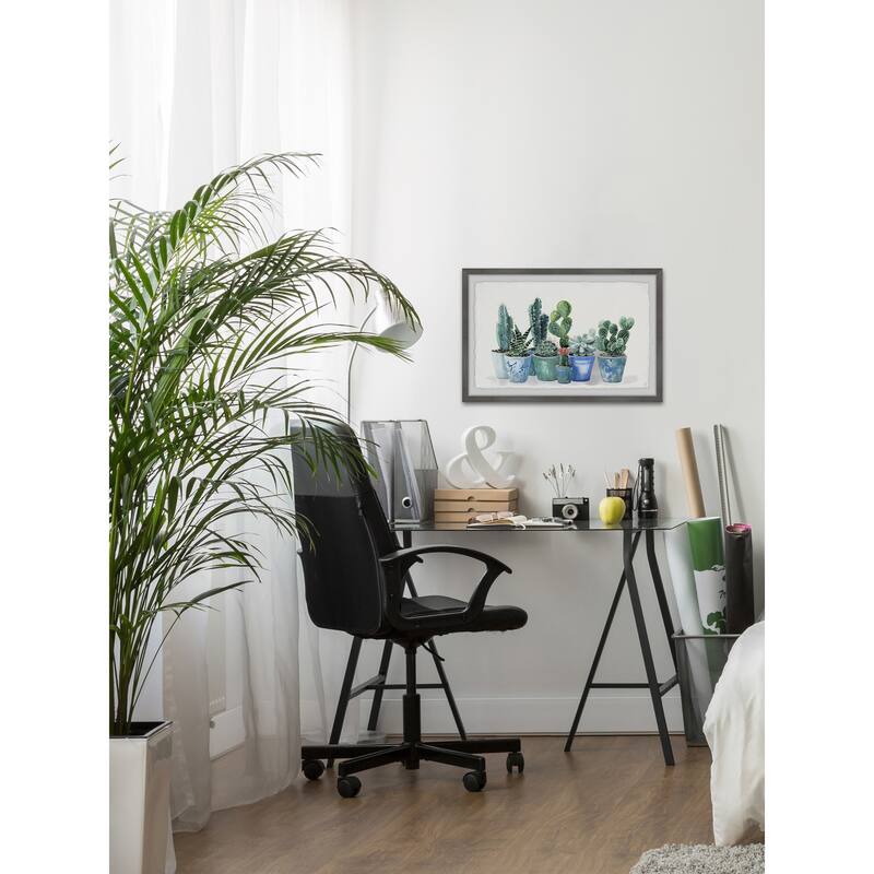 Potted Cactus Bunch II Framed Wall Art, Elegant Home Touch - Sophisticated Artwork for Refined Décor