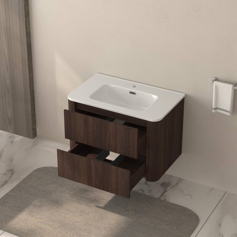 GDF Studio - Hailey American Design 30" Floating Bathroom Vanity with Sink and Two Soft-Close Drawers