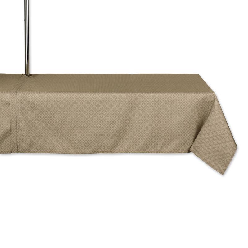 DII Stone Tonal Lattice Print Outdoor Tablecloth With Zipper 60 Round - Stone Tonal Zipper