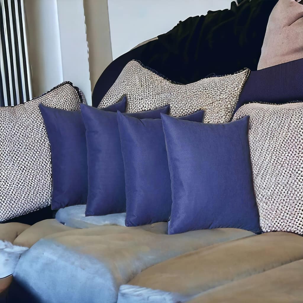 HomeRoots Set Of Four 18" X 18" Sapphire Blue Polyester Zippered Pillow Cover