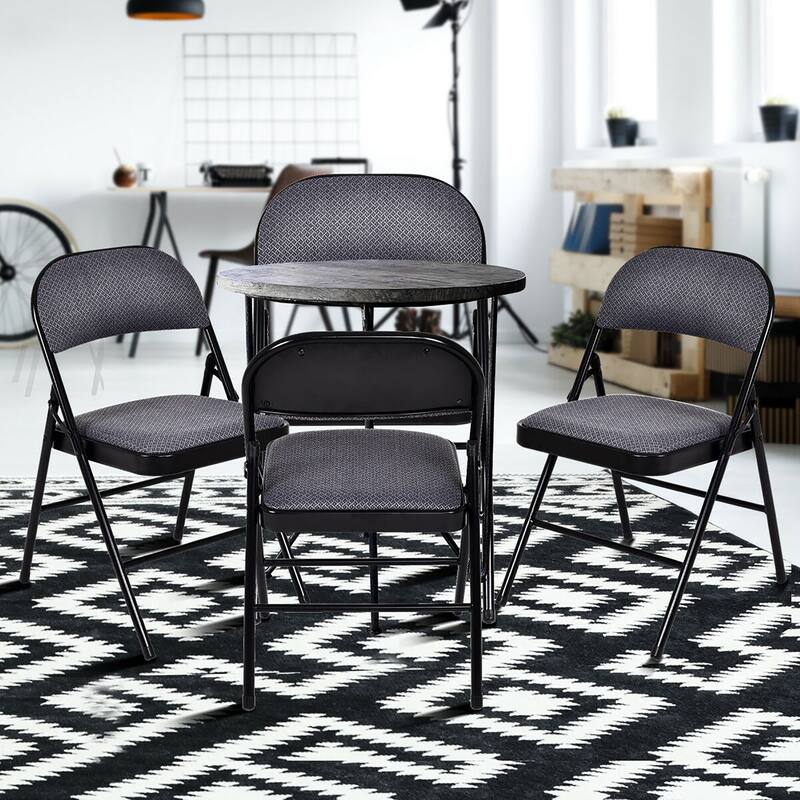 4 PCS Folding Chairs with Metal Frame Portable Chairs with Padded Seat