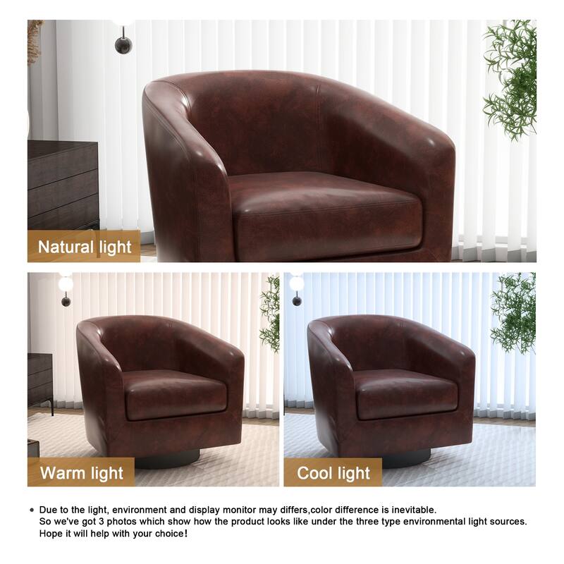 Round Barrel Armchair 360-Degree Swivel Accent Chairs