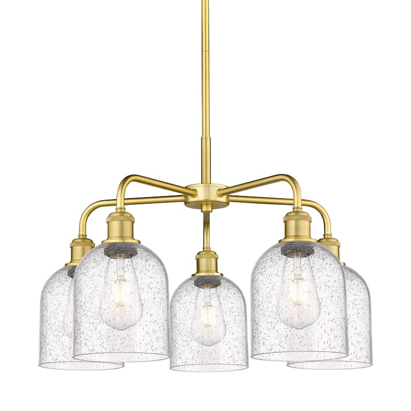 Innovations Lighting 516-5CR-15-24 Bella Chandelier Bella 5 Light 24" - Satin Gold / Seedy
