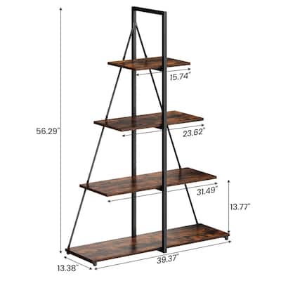 Boat Shaped 4-Tier Bookshelf Narrow Modern Bookcase
