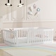 preview thumbnail 1 of 10, Enchanting Wood Twin Size Floor Bed Frame with Protective Fence by Harper & Bright Designs White